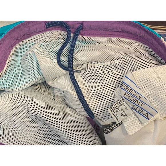 Vtg 90's Breezy Point USA Men's L (36-38) Swim Trunks Shorts Colorblock Striped - Picture 4 of 6